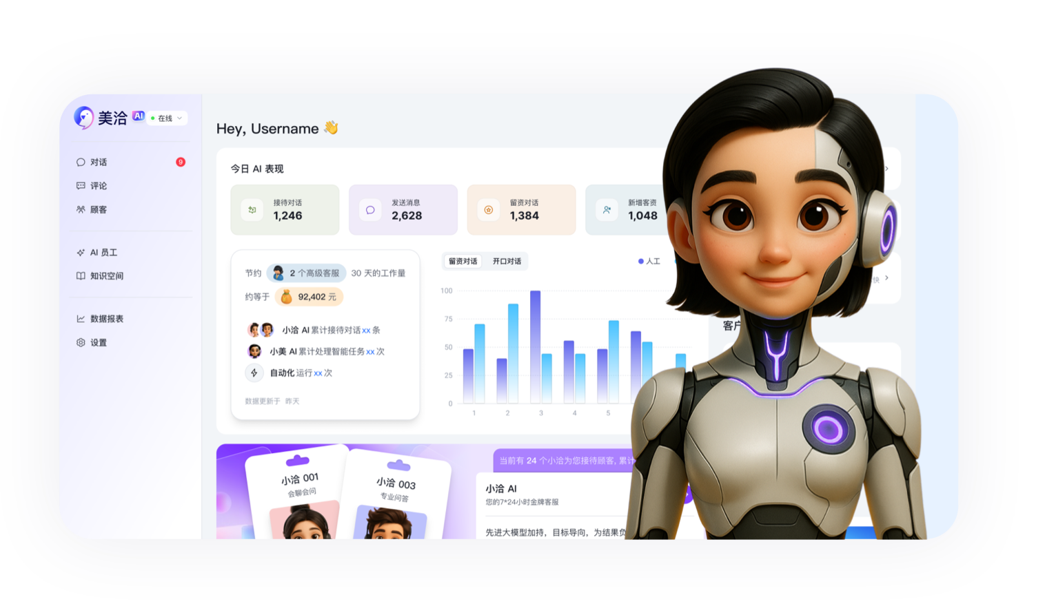 美洽 AI 工作台界面